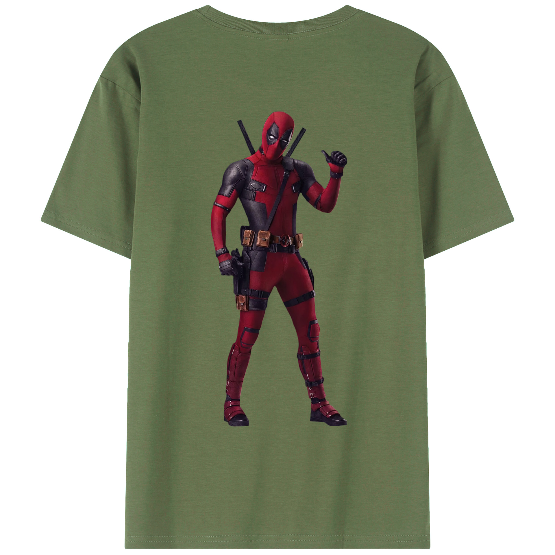 （画像用） Deadpool デッドプール 綿100％ メンズ半袖Tシャツ（バックプリント） 通気性
